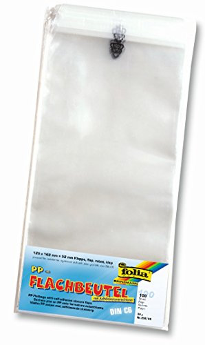 Flachbeutel - PP, 125x225x45mm, klar, 100 Beutel mit Klappe und Adhäsionsverschluß