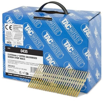 TACWISE 0435 Clavos en Pleine plástica galvanizados y de Cuerpo roscado 2.9/50 Inclinados a 22°, Metalizado, 2.9/50 mm