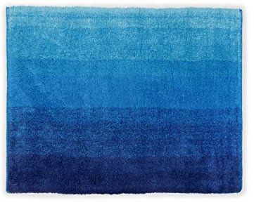 Dyckhoff Badteppich „Colori erhältlich in 6 trendigen Farbkombinationen und 3 verschiedenen Größen - ultraweich und angenehm an den Füßen, 55 x 65 cm, blau