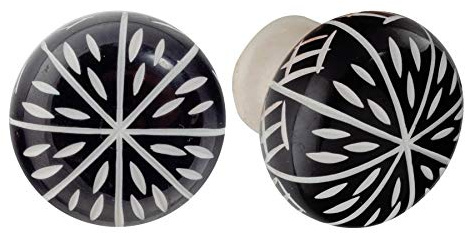 Nicola Spring Resin Cupboard Drawer Handle Knobs - Black - Pack of 6