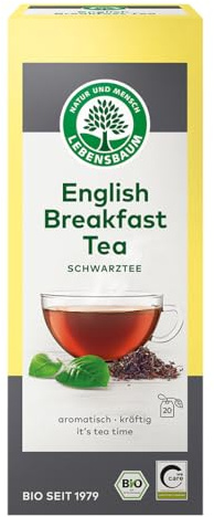 LEBENSBAUM English Breakfast Tee, Bio-Tee mit aromatisch-kräftigem Geschmack, Schwarztee, 100% natürlicher Geschmack, 20 Teebeutel à 2 g