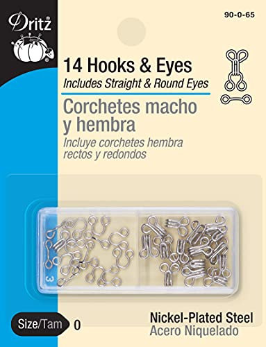 Dritz Hooks & Eyes, 14 Count, Size 0, Nickel Plated Steel Haken-Ösen, Legierter Stahl