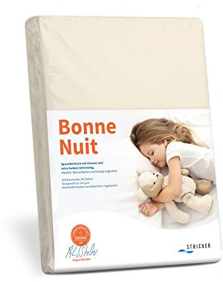 Bonne Nuit Elastan Spannbetttuch Baumwolle Stretch 220 g/m²- Steghöhe bis 40 cm Bettlaken für Boxspringbetten Wasserbetten - Größe 180x200 - 200x220 natur