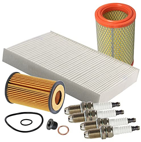 Inspektionspaket SET A 1x Ölfilter 1x Luftfilter 1x Innenraumfilter 4x Zündkerze 1x Ölablass-Schraube 1x Dichtring für Ölablass-Schraube
