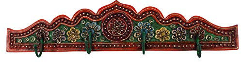 GURU SHOP Indische Vintage Hakenleiste, Garderobe, Schlüsselbrett - Design 2, 11x50x6 cm