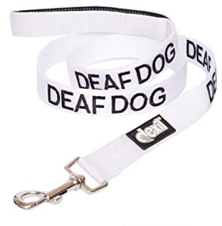 DEAF DOG (Dog Has Limited/No Hearing) White Warning Dog Colour Coded Luxury Padded Personalised 1.8m 6ft Lead Leash To Prevent Accidents or Incidents. Dog Award Winning