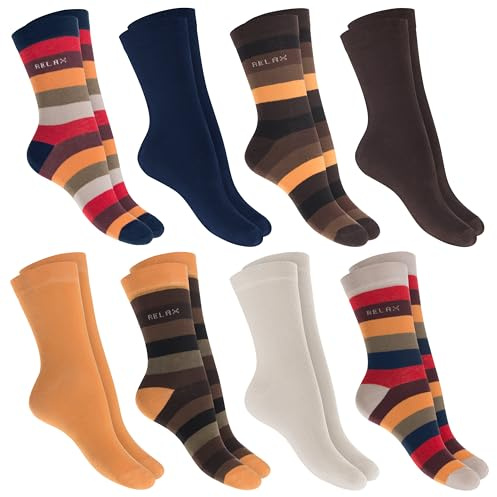 Celodoro 8 Paar bunte Damen Ringelsocken - Ringel Socken aus Baumwolle, gestreifte Damensocken