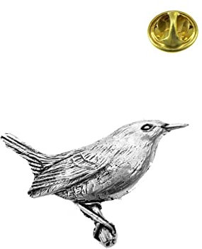 Broche Oiseau Étain Roitelet / Rouge Gorge / Épingle de Cravate / Épinglette