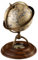 ProPassione Globe terrestre façon antique, pied acajou, support bronze, boussole, h 21 x Ø globe 14.5 cm