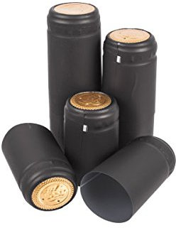 AlcoFermBrew Shrink Caps for Wine Bottles - Decoration and Cork Protection (Black - 100pcs)