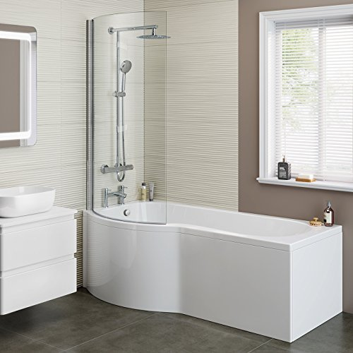 1700x850mm - Left Hand P-Shaped Bath with Screen & Front Panel (Excludes End Panel)