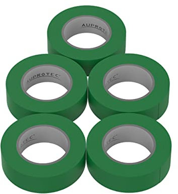 AUPROTEC 5 rotoli VDE Nastro Isolante Elettrico PVC Nastro Adesivo 15mm x 10m DIN EN 60454-3-1 colore: verde