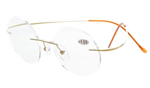 Eyekepper Titanrandlose Runde Lesebrille Kreis Leser Gold +1.5