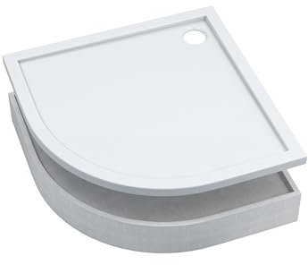 AQUABAD Duschwanne/Duschtasse | Set Basic Smooth White 80x80cm R55 Viertelkreis | inkl. Styroporträger | (Gesamthöhe inkl. Träger 16 cm) zum Befliesen