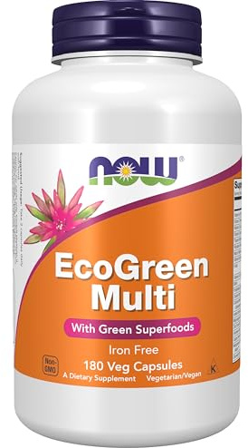 NOW Supplements, EcoGreen Multi Vitamin with Green Superfoods, 180 Veg Caps