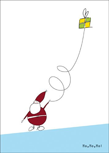 Fröhliche Weihnachts/Geschenk Beileger Klappkarte mit Nikolaus und Präsent