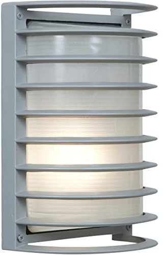 Bermuda - LED Outdoor Rubbed Bulkhead Wall Light - 11H - Satin Finish - Ribbed Frosted Glass Shade