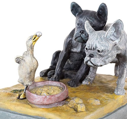 Kunst & Ambiente - Große handbemalte Wiener Bronze - Bull Dogs - Bulldoggen mit Ente - Tierfigur - Hundeskulptur - Tintenfass - Dekorative Statue - Sammlerstück - Wohndeko