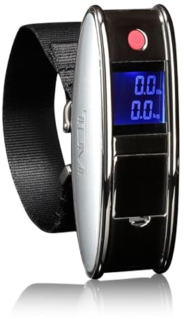 TUMI Scale - Portable, Handheld Digital Luggage Scale - Suitcase Scale Weighs Pounds & Kilograms - Holds up to 100 Lb - Gun Metal/Black