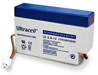 UL0.8-12 Ultracell Blei Akku 12 Volt 0,8Ah mit Kabel und AMP-Stecker (bitte unbedingt Stecker mit Ihrem vergleichen)