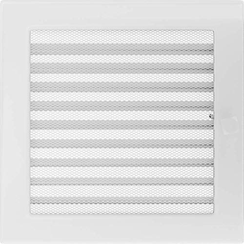 Kratki Lüftungsgitter Kamingitter 22cm x 22cm Weiss mit Jalousien
