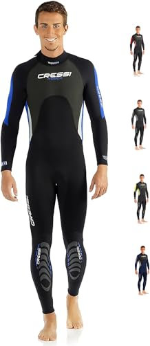 Cressi Morea Wetsuit Full 3 mm, Muta Monopezzo Neoprene Ultrastretch Uomo, Nero/Blu/Argento, XL/5
