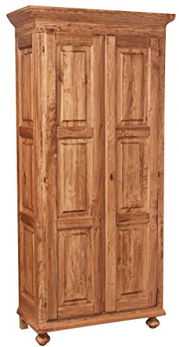 Biscottini Kleiderschrank massivholz Land Schrank natürliches Finish 100 x 50 x 210 cm | Kleiderschrank landhausstil | Landhausstil möbel | Vintage Schrank | Schrank landhausstil