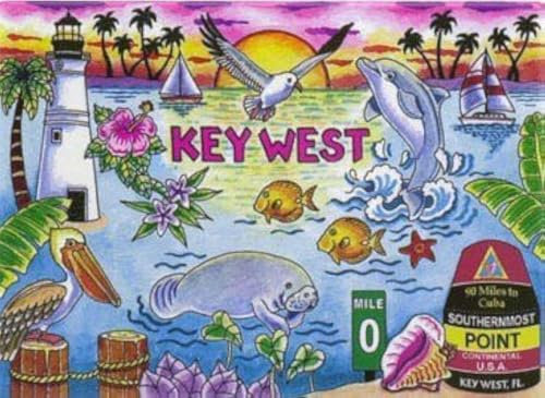 World By Shotglass Key West Florida Map & Icons Kühlschrankmagnet Sammler-Souvenir-Magnet, 6,3 x 8,9 cm