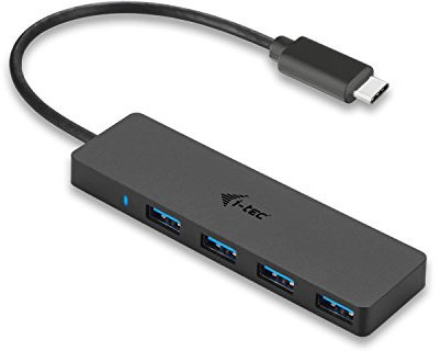 i-tec 3G60057 USB C Slim Passive HUB 4 Port ohne Netzadapter, 4x USB 3 Port für den Anschluß von USB-A Geräten auf den neuen USB-C Konnektor, kompatible mit Thunderbolt 3, Windows, Mac OS, Android, Chrome