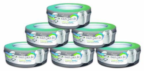 Sangenic 25037 0070 - Nachfüllkassette 6er-Packung für Hygiene Plus Komfort Windeltwister