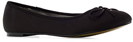Flache Ballerinas für Damen und Junge Frauen mit flachem Blockabsatz und dekorativer Schleife - Loafer - TG104 – Große Auswahl an Farben und Ausführungen-Schwarz Satin-44 EU