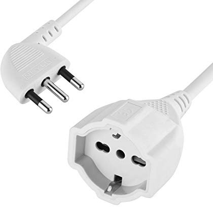 Electraline 46106 Prolunga 3M Spina 16A e Presa Polivalente P40 (Schuko + 10/16A), Bianco - Sezione Cavo 3G1mm, 3 metri