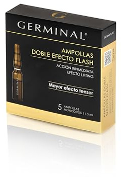 Germinal Ampollas Doble Efecto Flash, Lifting Inmediato +12h, 5x1,5ml | Efecto buena cara inmediato: piel más luminosa, tersa y descansada, con efecto lifting visible durante más de 12 horas