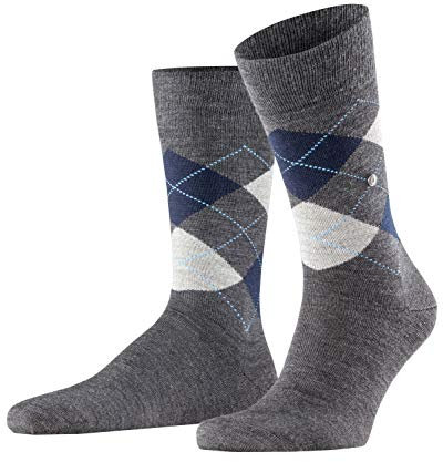 Burlington Herren Socken Edinburgh M SO Wolle gemustert 1 Paar, Grau (Rock-Limelight 3194), 40-46