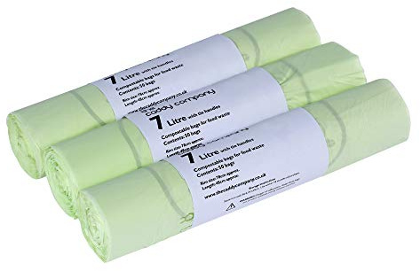The Caddy Company Tie Handle Compostable Kitchen Caddy Liners,Green, 150 Bags,7 Litre