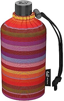 Emil Trinkflasche aus Glas für Mädchen & Jungen isolierte Glasflasche für Schule, Freizeit, Sport: Kinder & Eltern BIO Streifen 0,3l
