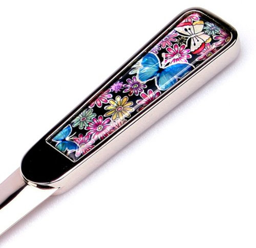 Mother of Pearl Blue Butterfly Design Metal Steel Office Mini Hand Envelope Gift Letter Opener