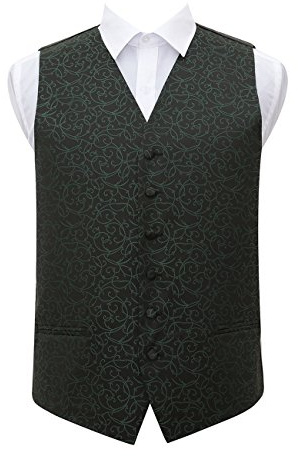 DQT Mens Swirl Floral Jacquard Waistcoat Vest – Wedding Business & Formal Suit Wear