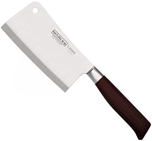 Burgvogel Solingen Natura Line, Chinesisches Kochmesser Holzgriff, rot satiniert, geschmiedet, 15 cm, sehr scharfes Hackmesser rostfrei, Made in Germany, braun rot, 6510.906.15.0