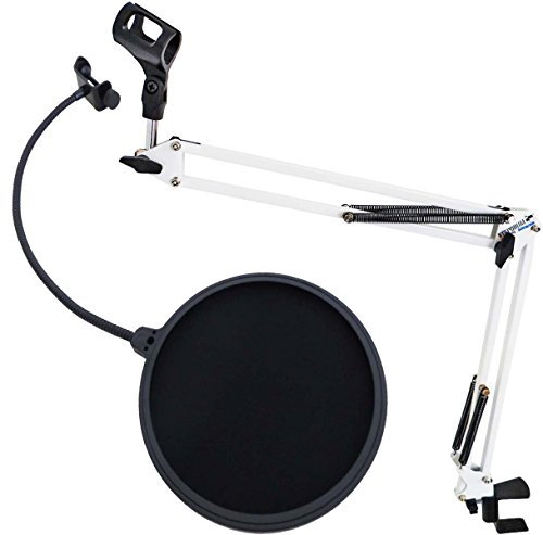 KEEPDRUM NB35 WH Weiss Gelenkarm Mikrofonstativ + Popschutz Popfilter EMH