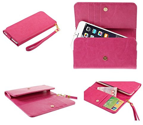 DFV mobile - Custodia Elegante Eco Pelle Design di Cavallo Selvaggio e Caso Porta Carte di Credito Compatibile con Brondi Glory 4 - Rosa