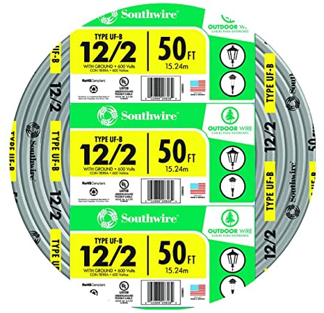 Southwire 13055922 12/2WG UF Wire 50-Foot