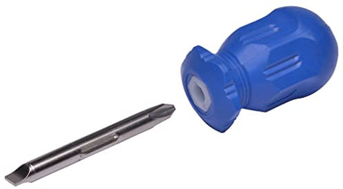 SW-Stahl 31200L Umsteck-Schraubendreher Schlitz + Kreuz I Kreuzschraubendreher PH2 I Schlitzschraubendreher 6 mm I 2 in 1 Schraubendreher Werkzeug kurz