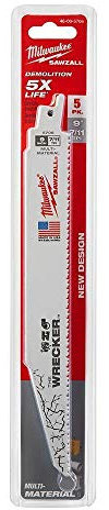 Milwaukee Extra Heavy Duty WRECKER Demolition Reciprocating Sabre Saw Blades 230mm Pack of 5