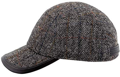 Sterkowski Granite State | Harris Tweed Baseball Mütze Herren Wintermütze Herren Basecap Baseball Cap Kappe Baseballmütze Mütze Damen Cap Mutzen fur Herren Woll Winterkappe Schirmmütze 57 cm Grau