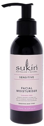 Sukin Sensitive Facial Moisturiser 125ml - with essential oils; cruelty free & vegan friendly -fast-absorbing to reduce the likelihood of a reaction for dry skin.