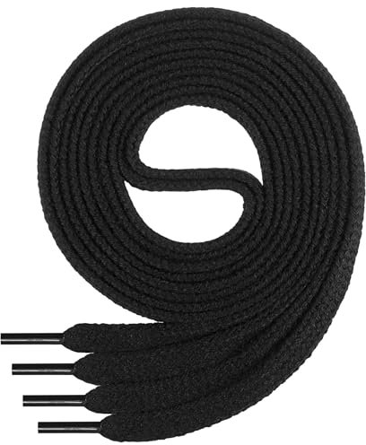 Di Ficchiano 1Paar flache SCHNÜRSENKEL aus 100% Baumwolle für Sneaker Sportschuhe - sehr reißfest - ca. 7 mm breit - Schuhbänder- schwarze Schuhriemen Farbe: black - 100cm