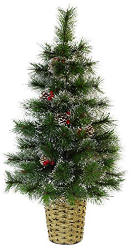 Christmas Concepts® 90cm Decorated Frosted Wall Tree With Natural Cones & Berries - Wall Christmas Tree