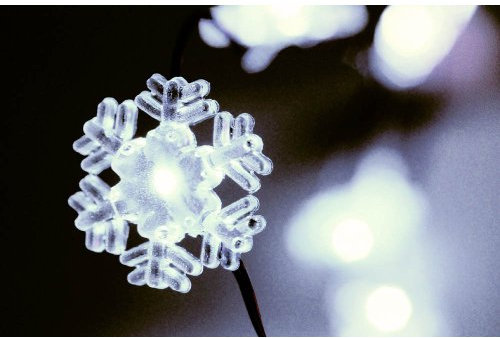 HAB & GUT -LED004- Mini LED Lichterkette 20, SCHNEEKRISTALL Weiss, 130 cm, Batterie - EISKRISTALL
