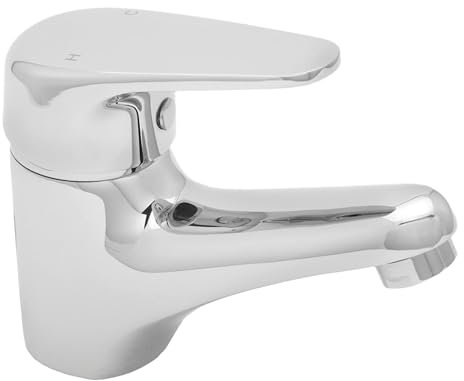 Deva Adore Chrome Basin Mixer Tap Hot & Cold Single Lever Handle with Press Top Waste-Silver Bathroom Sink Faucet ADORE113 – 12 Year Warranty